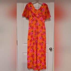 Vintage 60s 70s McINERNY HAWAII Aloha Luau Floral A-Line Maxi Dress